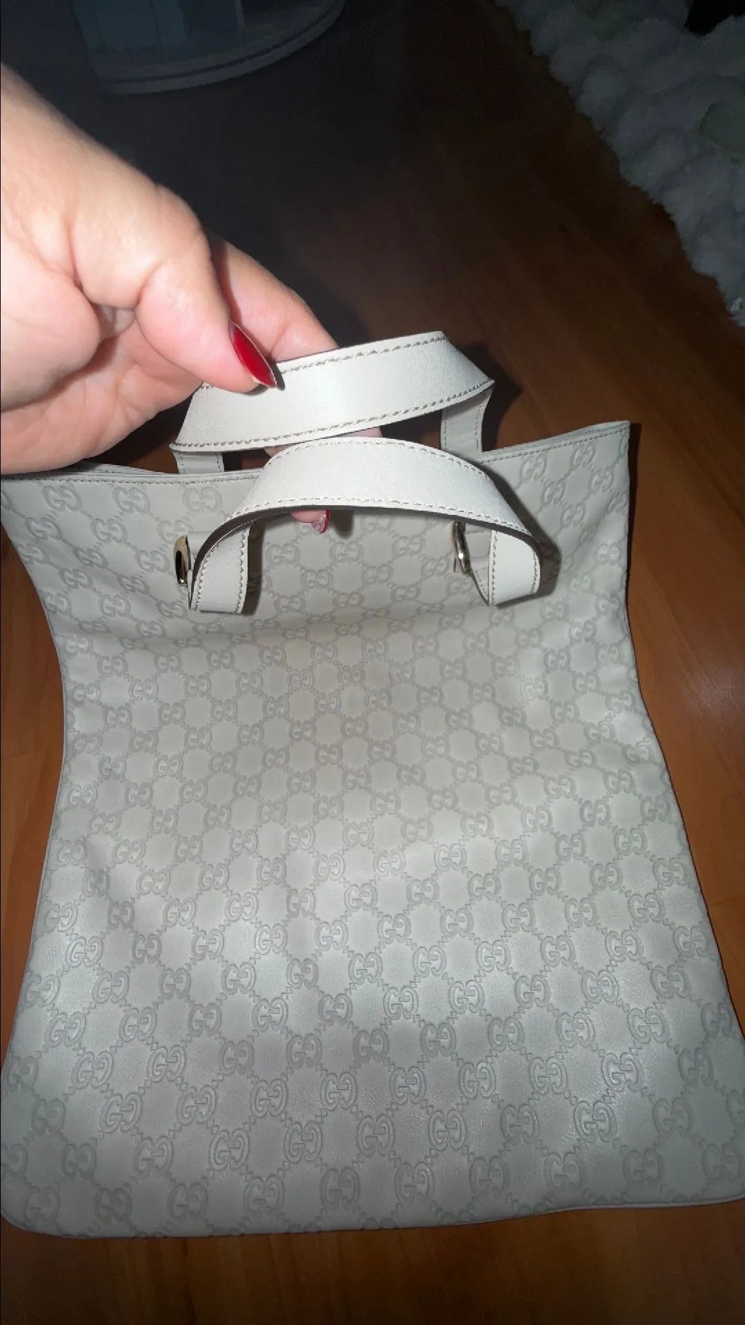 Gucci Tote Bag Ivory Pvc Leather