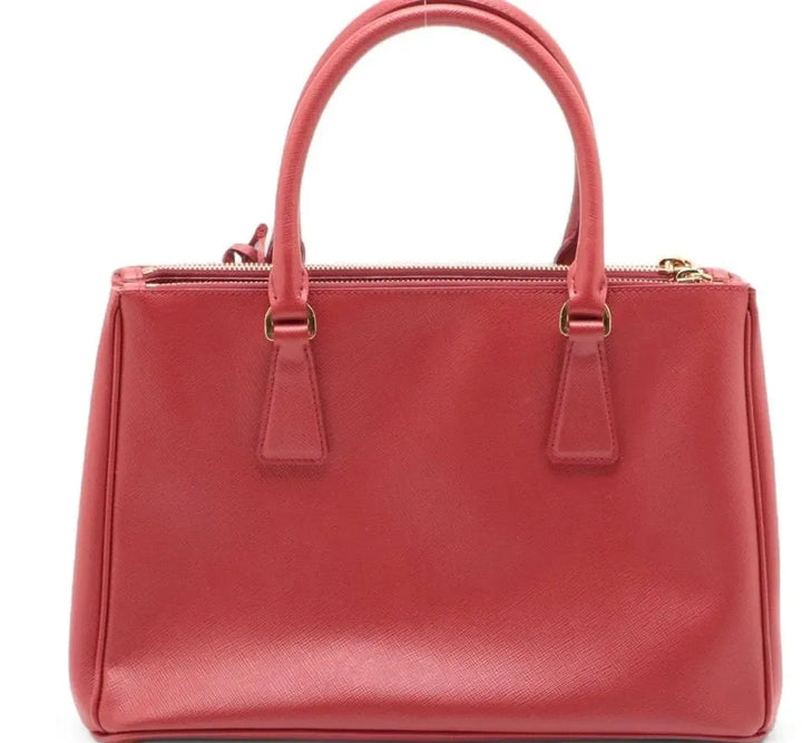 PRADA Prada Saffiano Lux Leather 2 Way Handbag Red