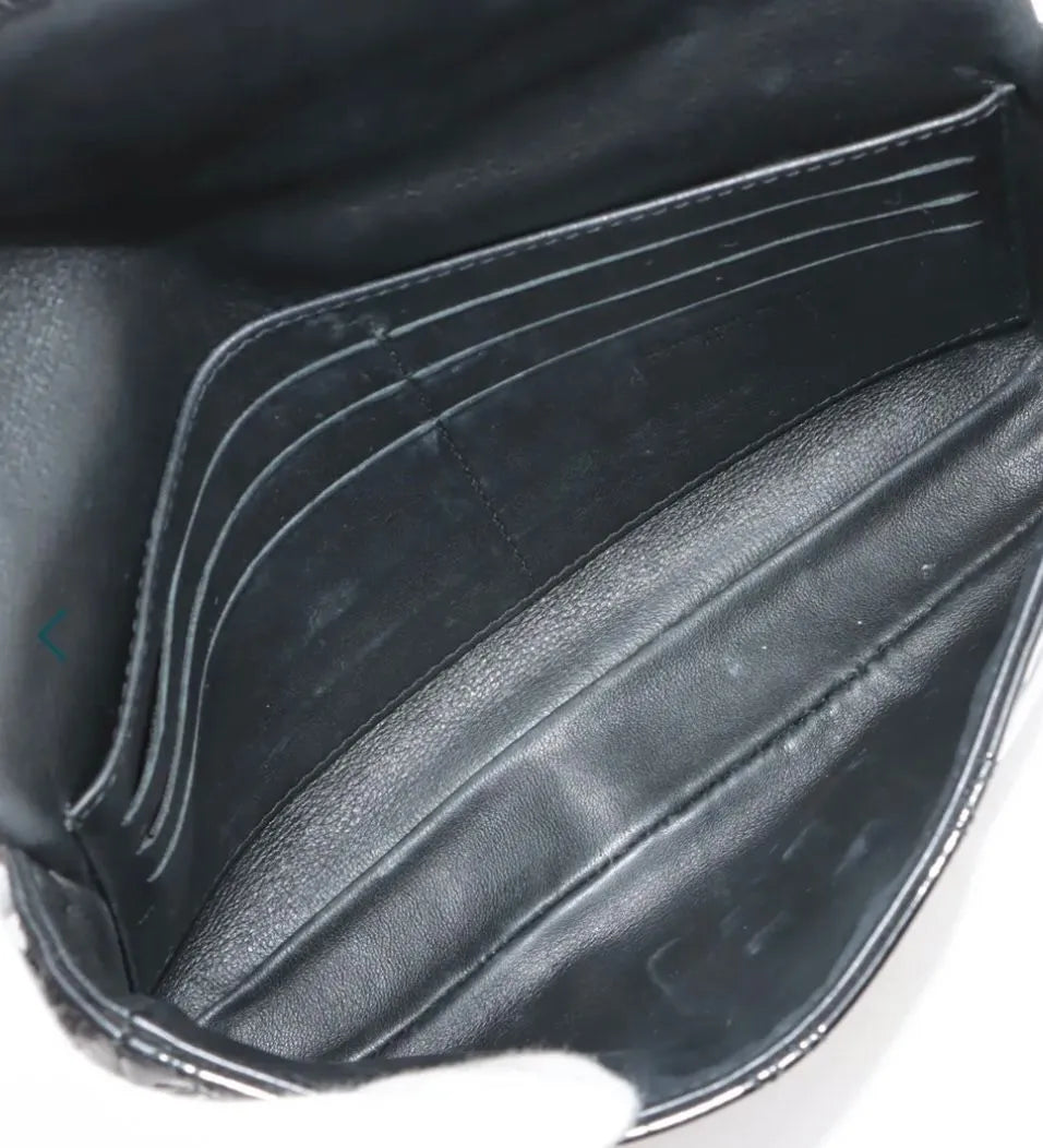 Dior Black Cannage Patent Leather Miss Dior Promenade Chain Clutch